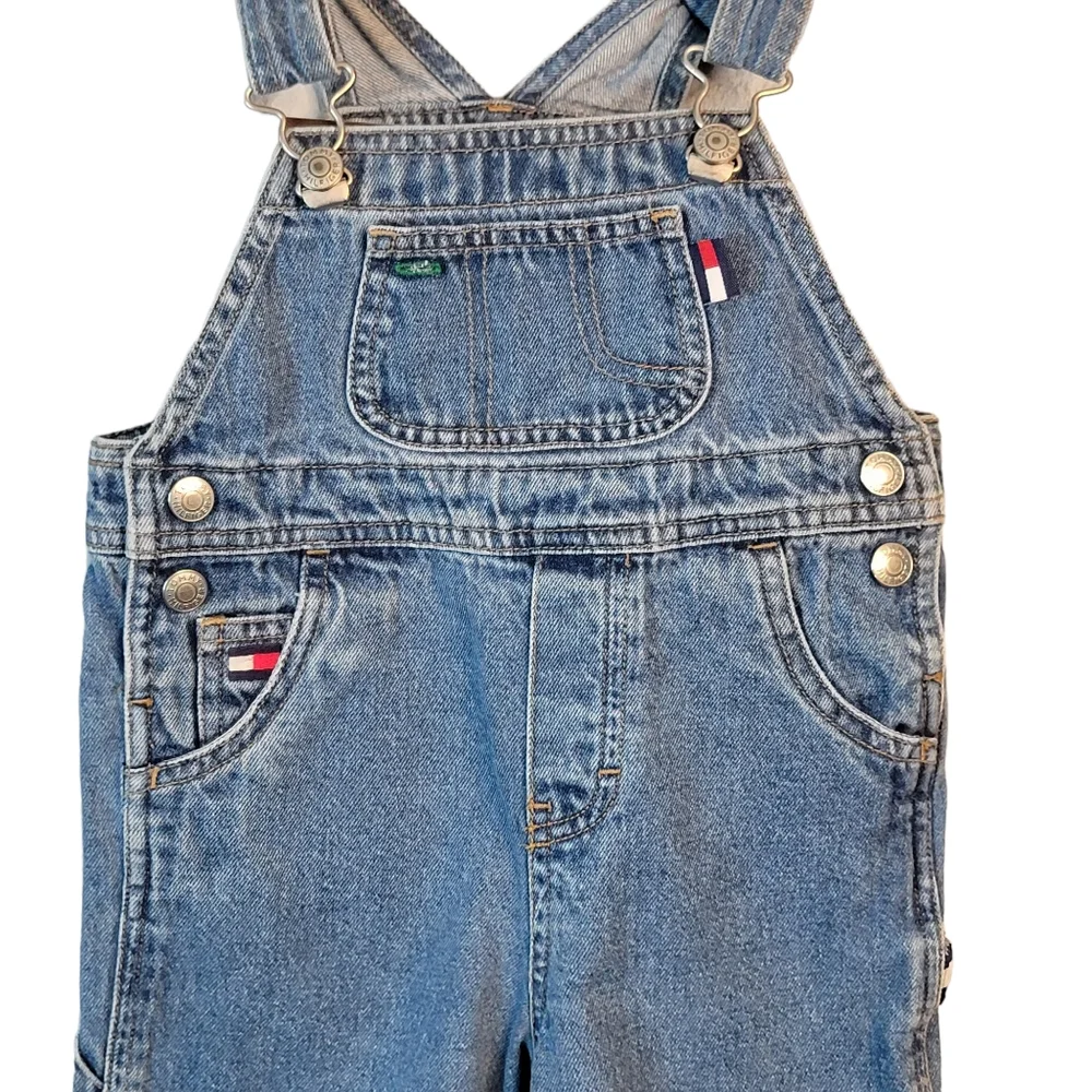 Tommy Hilfiger Vintage Medium Wash Denim Jean Overall Bibs Unisex